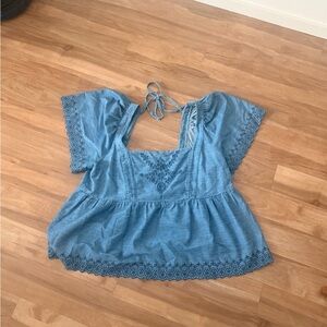 Old Navy Blue Embroidered Blouse